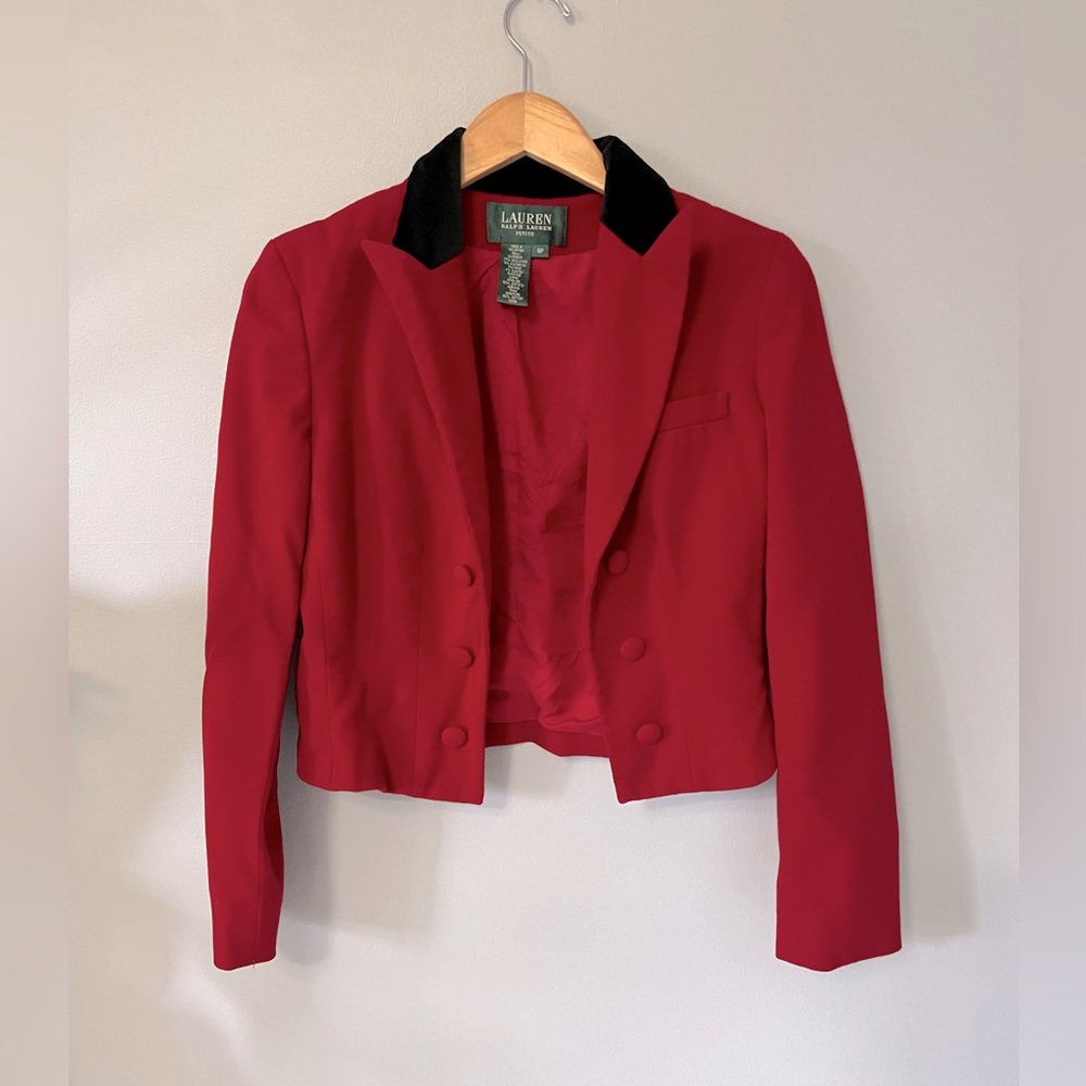 Vintage Lauren Ralph Lauren Women Red Jacket Sz 8 Petite